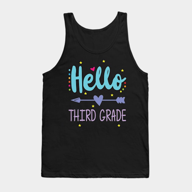 Heart Arrow Teacher Student Back To School Hello Third Grade Tank Top by Cowan79